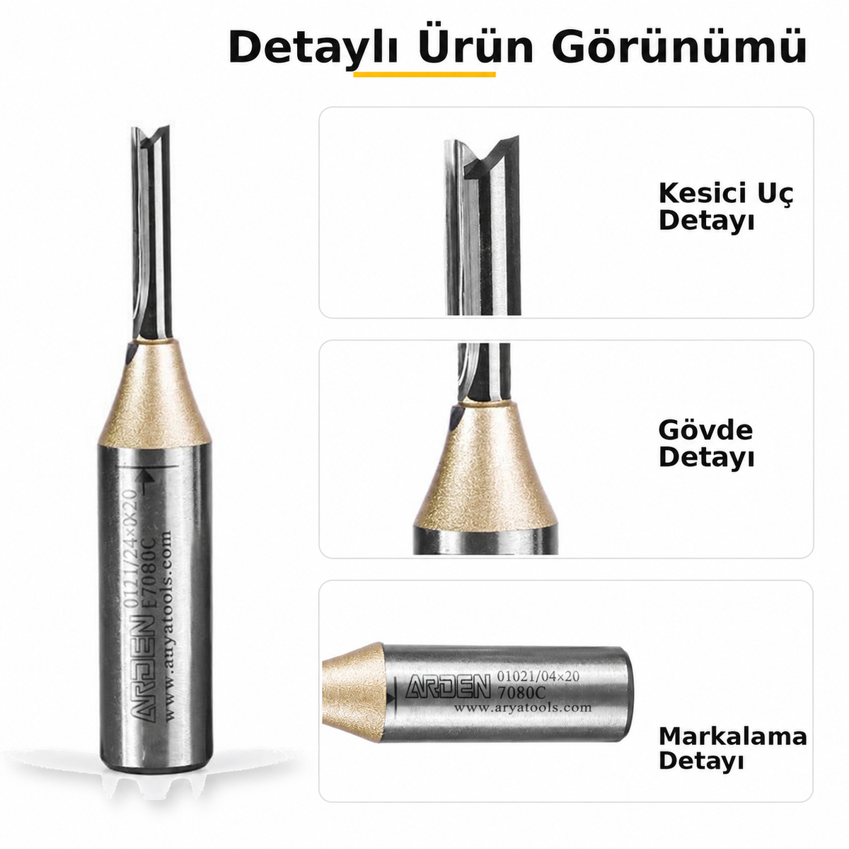 ARDEN 4x20 mm düz freze detay görünümü
