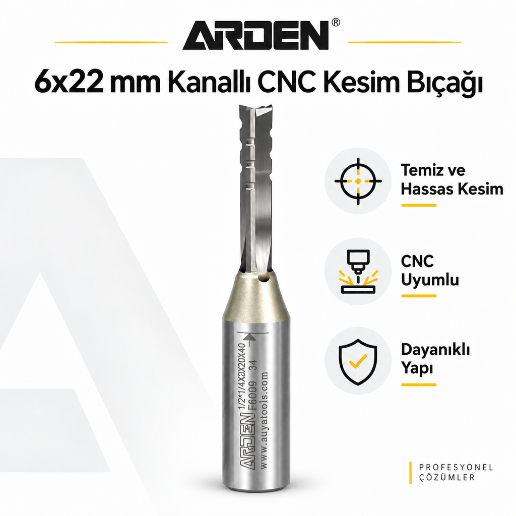 ARDEN 6x22 mm kanallı freze ürün bilgileri