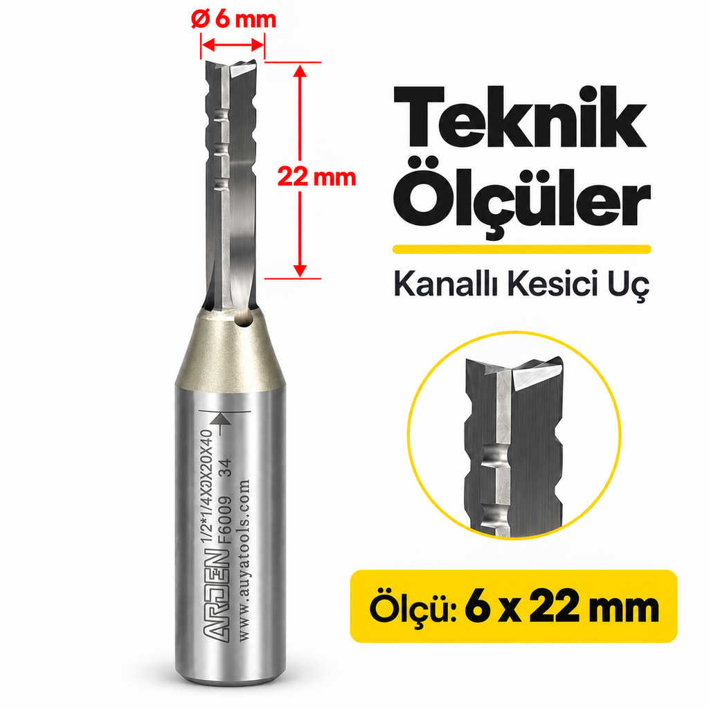 ARDEN 6x22 mm kanallı freze teknik ölçüleri
